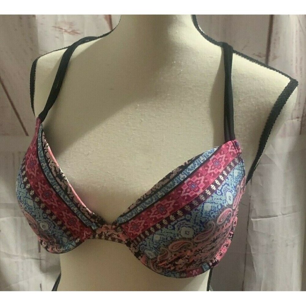 Arizona Bikini Top Padded Bra Size XL Multicolor Spaghetti Straps Racerback - Picture 3 of 10